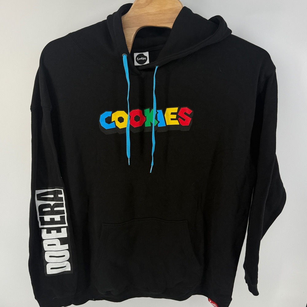 Cookies SF x Dope Era Mens 4XL Black Pullover Hoodie Multi Color Logo Graphic